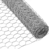 A roll of hexagonal wire mesh, also known as chicken wire or hardware cloth, is shown diagonally against a white background. The mesh is tightly rolled on the right side of the image, with the unrolled portion extending to the left, revealing its hexagonal Produktbild-Vorschau