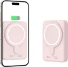 A pink Magsafe power bank is shown next to a smartphone displaying a charging icon. Náhled obrázku produktu