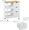 Carrello da cucina Relaxdays, piano di lavoro, 3 cassetti, Anteprima dell’immagine prodotto 4