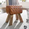 WOHNLING Sitzhocker Echtleder / Massivholz 40x48x27 cm Produktbild-Vorschau 1