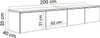 A diagram showing the dimensions of a wall-mounted TV cabinet. Náhľad obrázku produktu