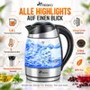 TRESKO® Bouilloire en verre 1,8L / 2200W avec réglage de la Voir les images du produit 6