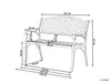 A line drawing of a garden bench with dimensions indicated by measurement lines and text. Náhľad obrázku produktu