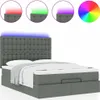 vidaXL Ottoman-Bett mit Matratze & LEDs Dunkelgrau 140x200 Produktbild-Vorschau 5