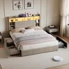 UnboxG Polsterbett 140x200 cm Beige mit 4 Schubladen, Bett Produktbild-Vorschau 3