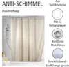 A beige shower curtain hanging in a bathtub, with accompanying product feature callouts. Anteprima dell’immagine prodotto