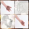 A collage of four images showing stainless steel cookie cutters in the shape of chicks and hearts, with hands holding them for scale. Podgląd zdjęcia produktu