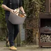 relaxdays Grauer Holzkorb Kunstleder Produktbild-Vorschau 3