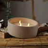 LED Kerze mit Timer dreiflammig 20x8cm Wachs Beton Weiß / Produktbild-Vorschau 4