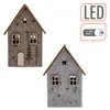 LED Filz Winterhaus mit Holzdach 2er Set inklusive Batterie Produktbild-Vorschau 3