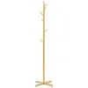A gold coat rack with a tree-like design and seven hooks, standing on a white background. Produktbild-Vorschau