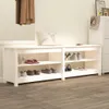 vidaXL Schuhbank Weiß 160x36,5x50 cm Massivholz Kiefer Produktbild-Vorschau 2