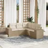 Design 5-tlg. Garten-Sofagarnitur mit Kissen Beige Poly Produktbild-Vorschau 1