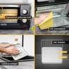 Collage of images showing features of a small oven. Voir les images du produit