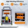 A marketing image of a rosin press machine with feature callouts. Produktbild-Vorschau