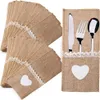 40 Stück Jute Bestecktaschen Spitze Besteck Sackleinen Produktbild-Vorschau 1