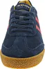 A close-up front view of a blue Gola sneaker with red stripes and a brown sole. Náhled obrázku produktu
