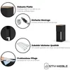 A collage of images and text highlighting the features of a narrow nightstand. Produktbild-Vorschau