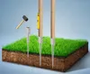 Illustration showing how to install fence post anchors into the ground using a mallet and level. Anteprima dell’immagine prodotto