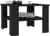 A black wooden coffee table with two shelves, displaying a cup, two apples, and books on top. Náhled obrázku produktu