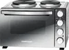 A silver and black countertop oven with two electric burners on top. Produktbild-Vorschau