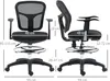 Kancelářská židle Vinsetto, ergonomická kreslící židle, Náhled obrázku produktu 3