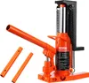 A VEVOR hydraulic toe jack is shown against a white background. The jack is orange and black with silver metal components. Two orange extension pieces are placed to the left of the jack. Náhled obrázku produktu