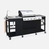A black gas grill with a sink and side burner, presented on a light gray background. Produktbild-Vorschau