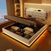 Lit rembourré en lin avec LED, connexions USB + TYPE-C, Voir les images du produit 1
