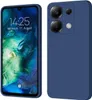 A split image showing the front and back of a blue phone case. Produktbild-Vorschau