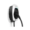 A white and black electric vehicle charging station mounted on a white wall. Podgląd zdjęcia produktu