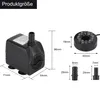 Product dimensions and components of a fountain pump with LED lighting. Produktbild-Vorschau