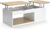 A white and wood coffee table with a lift-top mechanism. Voir les images du produit