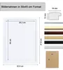 Diagram and color samples of a picture frame. Produktbild-Vorschau