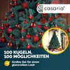 A close-up of a decorated Christmas tree with red ornaments, and a smaller inset image of a decorated Christmas tree with gifts. Náhled obrázku produktu