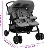 vidaXL Passeggino gemellare grigio chiaro acciaio Anteprima dell’immagine prodotto 5
