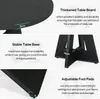 A collage of images highlighting the features of a black wooden dining table. Anteprima dell’immagine prodotto
