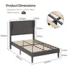Product dimensions and specifications for a bed frame. Náhled obrázku produktu