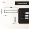 A diagram showing the dimensions of a door handle, with accompanying text labels and measurements. Produktbild-Vorschau