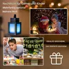Collage of product images and lifestyle shots, including a night light, children opening gifts, a birthday party, and a banner. Produktbild-Vorschau