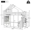 A technical drawing with dimensions of a white bunk bed with a house-like frame and stairs. Anteprima dell’immagine prodotto