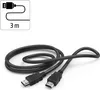 A black HDMI cable is coiled on a white background, with a graphic indicating its length and type in the upper left corner. Anteprima dell’immagine prodotto
