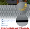 A fence with privacy screen inserts, showing rain and sun protection features. Produktbild-Vorschau