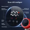 A close-up view of a vacuum cleaner's smart LED display and features, with textual explanations. Voir les images du produit
