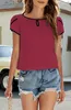 ASKSA Sommer Damen T-Shirt Rundhals Kurzarm Blütenblatt Produktbild-Vorschau 5