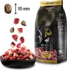 A bag of Leonardo cat food is shown next to a bowl of fresh duck meat and kibble. The kibble size is indicated as 10mm. Anteprima dell’immagine prodotto