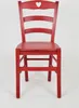 A red wooden chair with a heart cutout in the backrest, shown against a white background. Podgląd zdjęcia produktu
