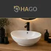 HAGO24 Waschbecken Keramik 590x390x200mm weiß oval Produktbild-Vorschau 6