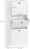 A white shoe cabinet with dimensions indicated by text overlays. Produktbild-Vorschau
