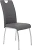 A gray upholstered dining chair with chrome legs. Anteprima dell’immagine prodotto